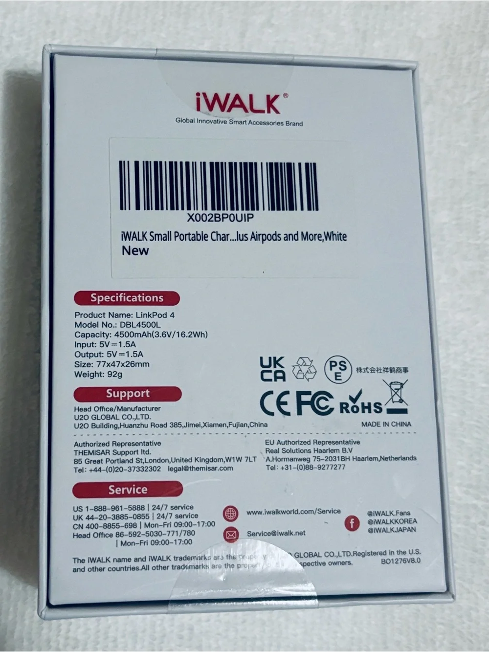 NWT iWalk LinkPod 4 Portable Docking Power Bank - White